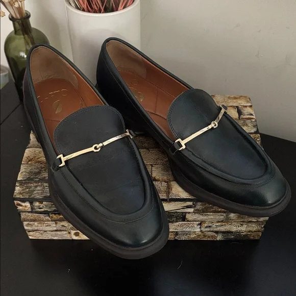 SARTO (US 6) by Franco Sarto Eda Loafer Leather Padded Sturdy Sole English Green - Picture 2 of 16